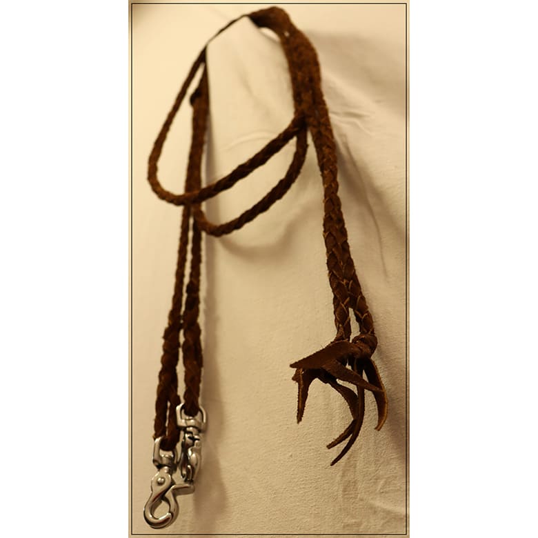 Rênes Romales Showman - Tressé Noir Et Naturel - Avec Popper (Bouton